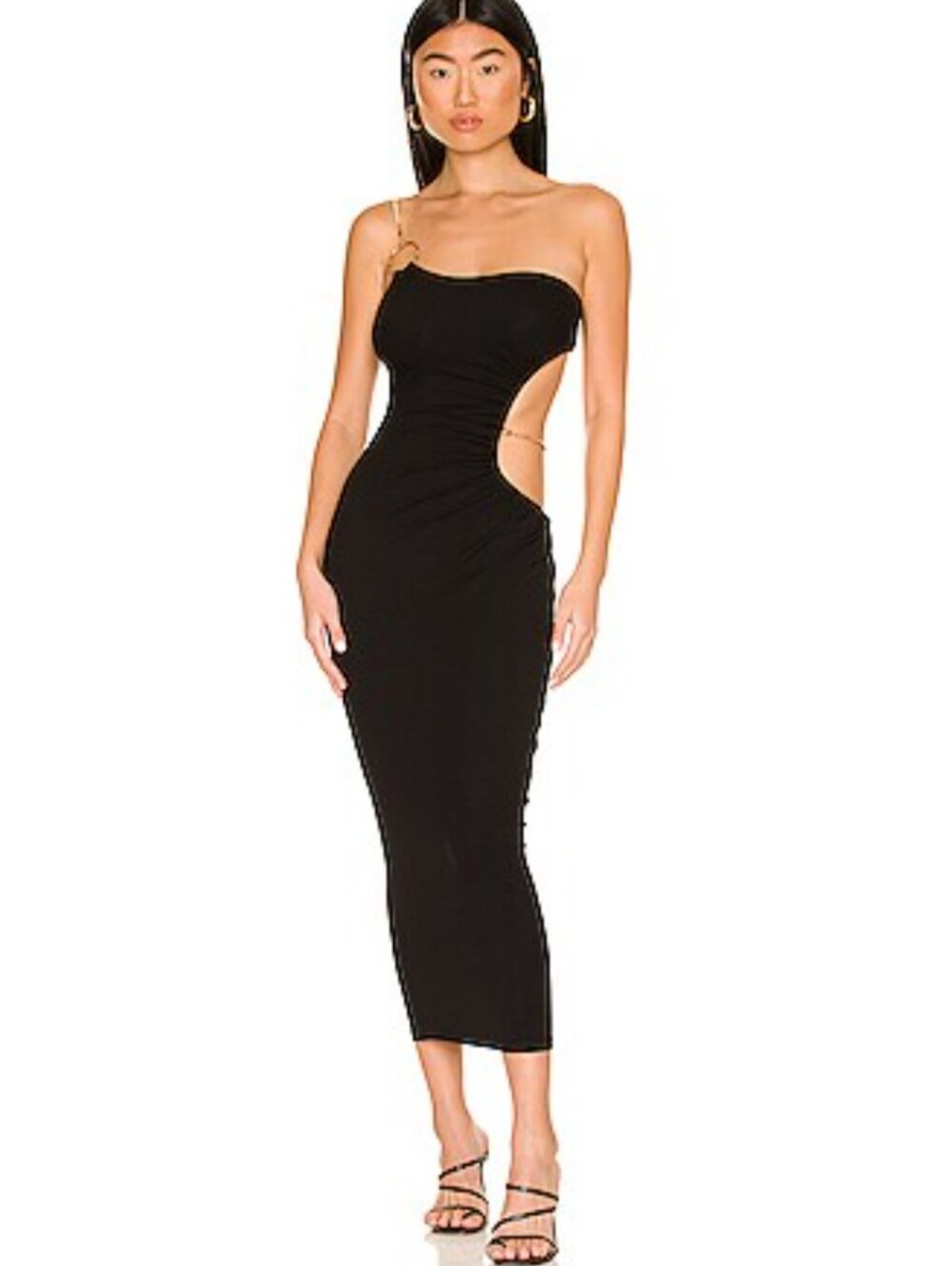 WeWoreWhat Snake chain Cut Out Maxi Dress in Black Medium